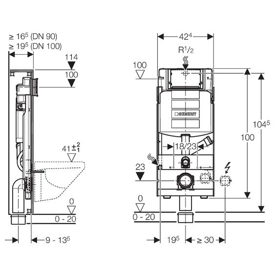 Geberit GIS DuoFresh UP-Element für Wand-WC m. Geruchsabsaugung - MEGABAD