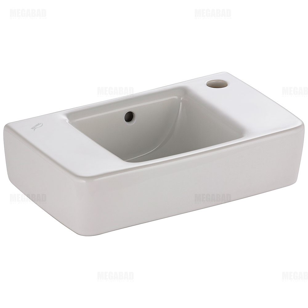 Keramag Renova Nr.1 Plan Waschbecken 40 cm Hahnloch rechts; Überlauf MEGABAD