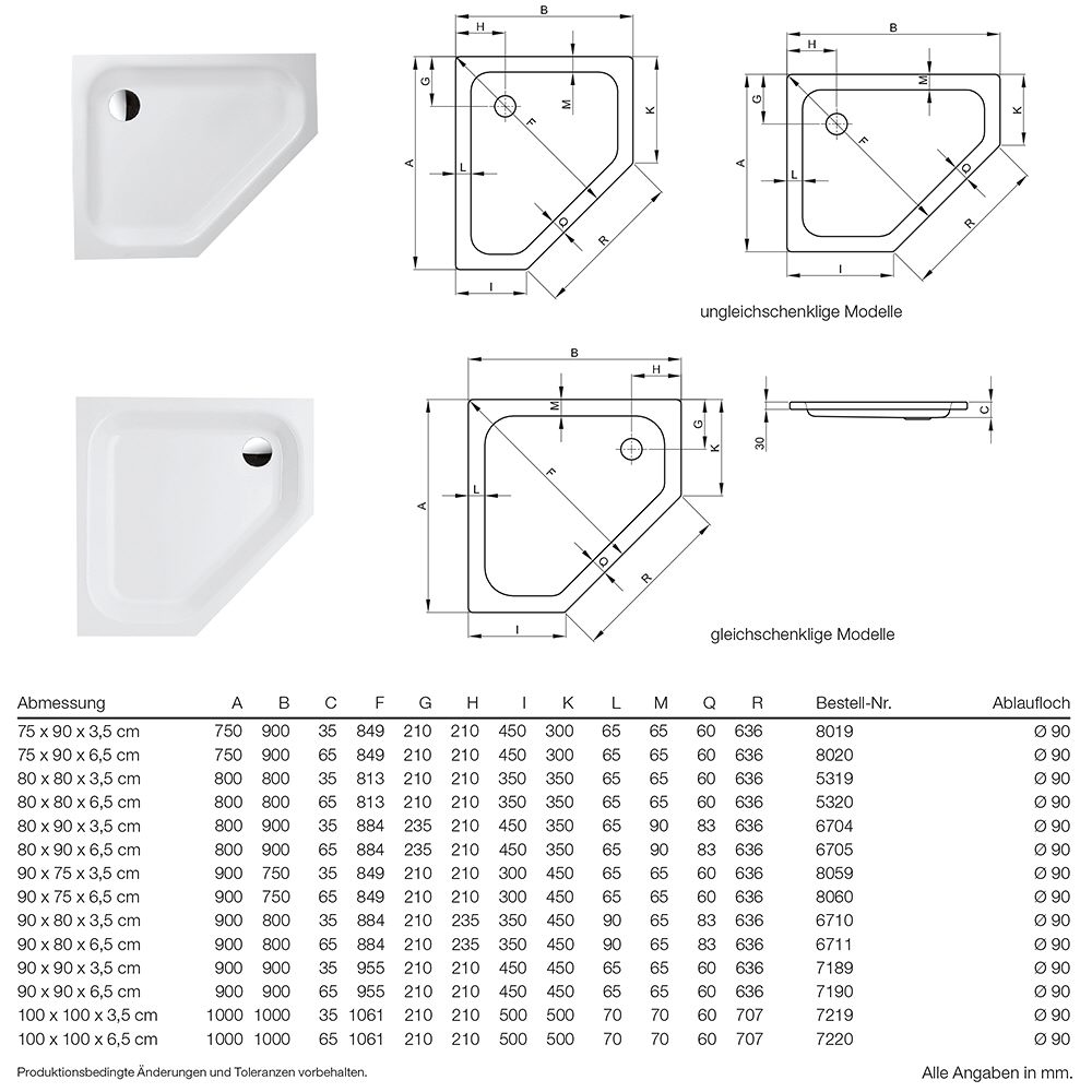{Duschwanne einbauen ohne wannenträger
79} Bette Caro 5-Eck Duschwanne ohne Schürze 90 x 90 x 3,5 cm - MEGABAD | {Duschwanne einbauen ohne wannenträger
79}