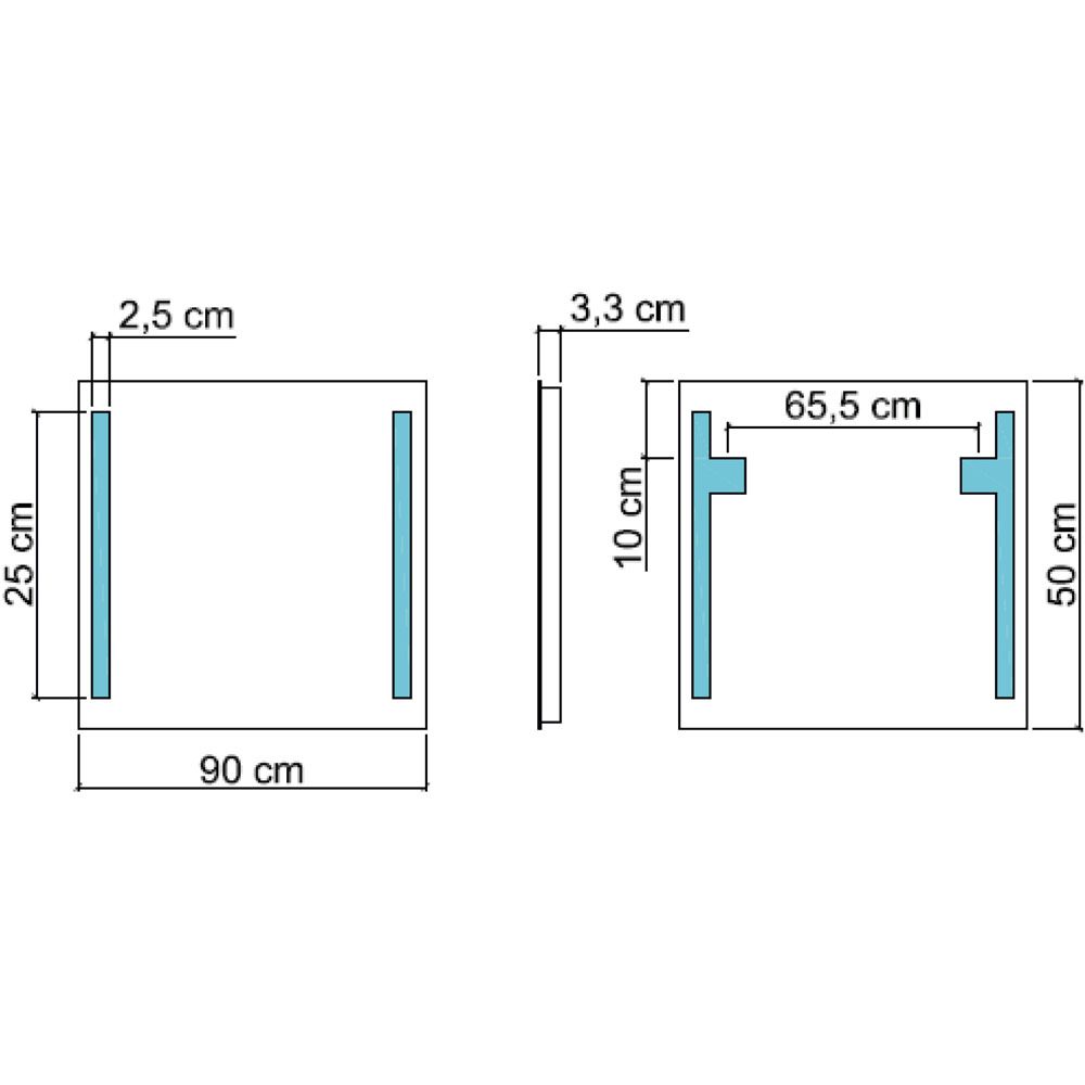 Koh-I-Noor Spiegel mit Seitenbeleuchtung T5 90 x 50 cm, 45730 - MEGABAD