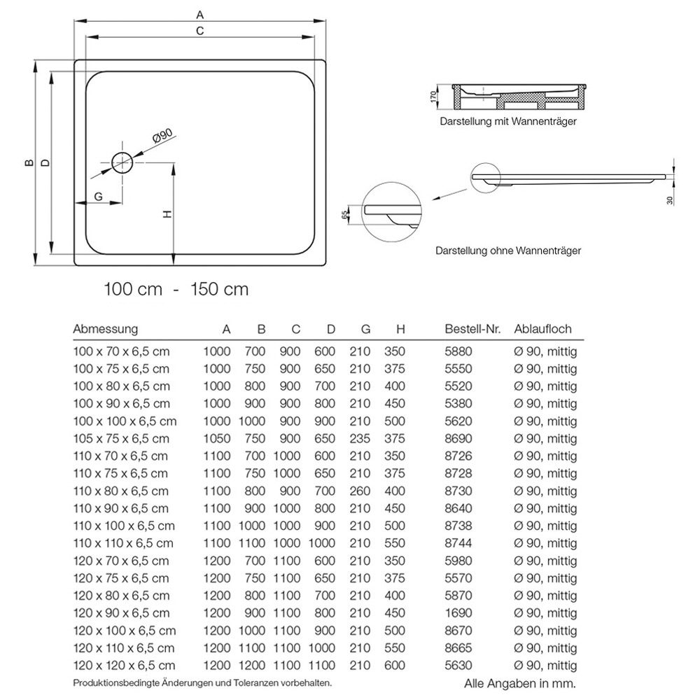 {Duschwanne einbauen ohne wannenträger
16} Bette Supra Duschwanne extraflach 80 x 80 x 6,5 cm - MEGABAD | {Duschwanne einbauen ohne wannenträger
16}
