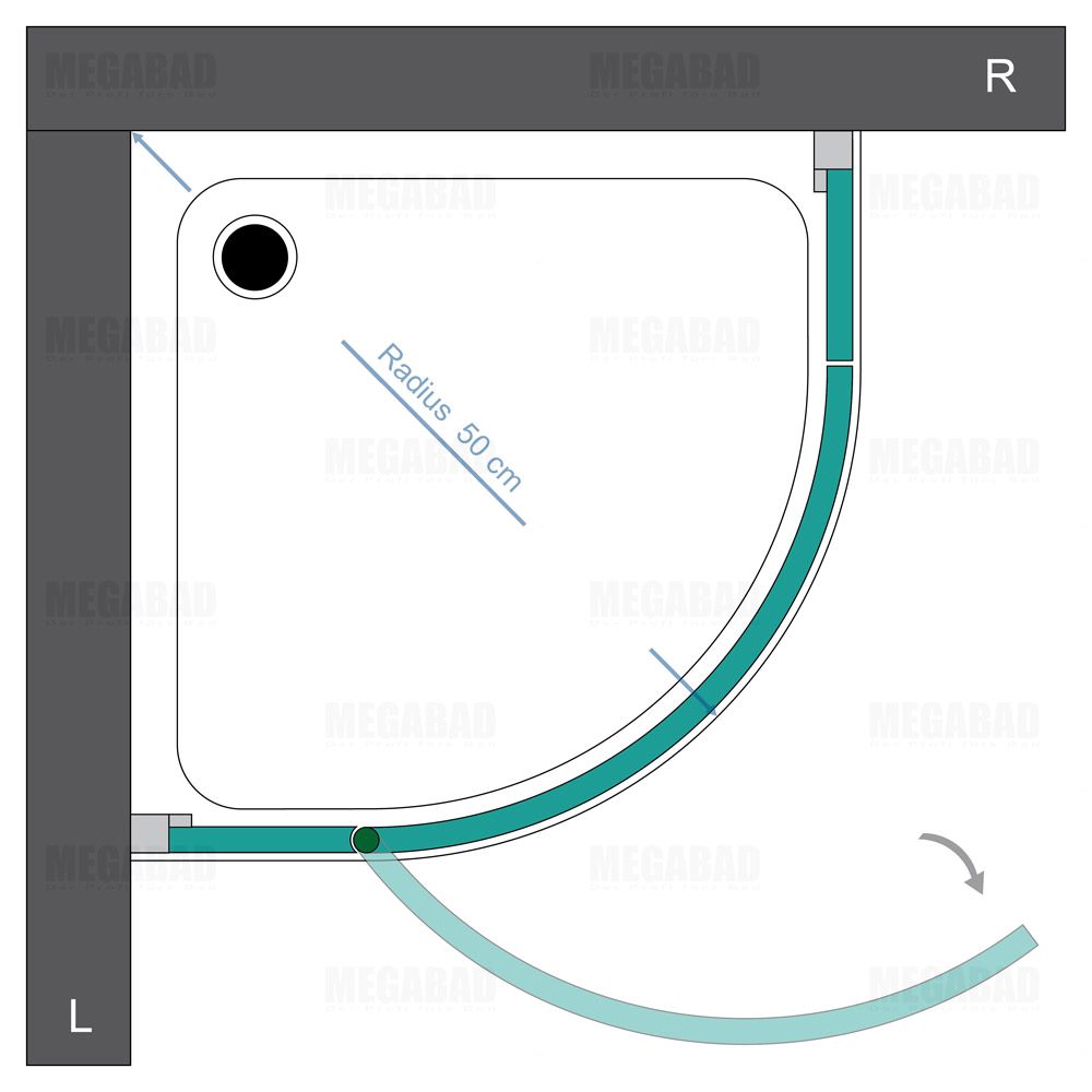 Wie Messe Ich Den Radius Einer Runddusche Diversign Heidra Plan 265 Runddusche 100x100 cm P265100050linksR - MEGABAD