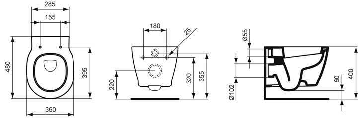 Neu Wc Standardmaße Ideal Standard Connect Wandtiefspülklosett kompakt E8018