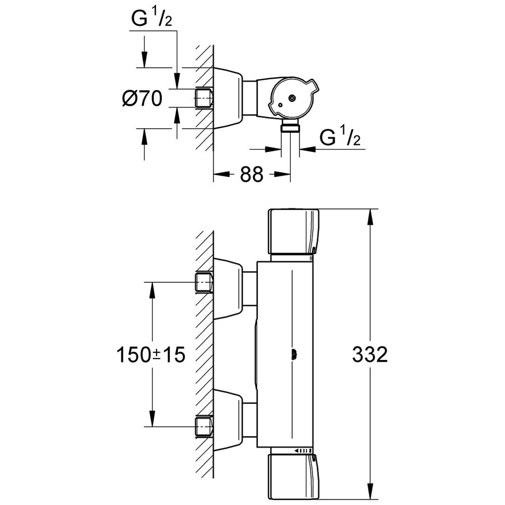 Grohe Grohtherm 2000 Special Thermostat-Brausebatterie, Art. 34205000 ...